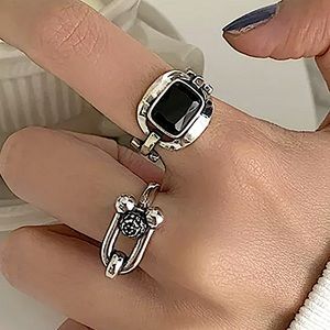 STERLING SILVER HORSESHOE ONYX RING SET